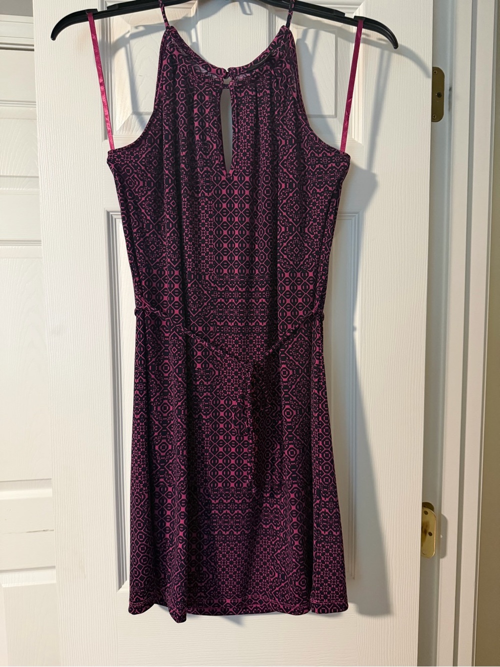 Banana Republic Purple/Navy Patterned Halter Mini Dress